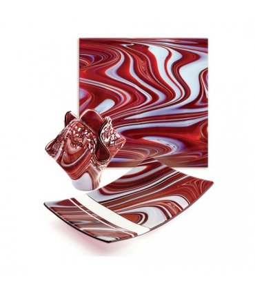 "STRAWBERIES & CREAM" opal art ROUGE TRANSPARENT ET BLANC - 96 - 355-1SF