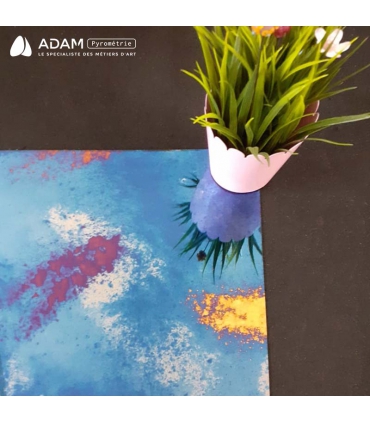 MIROIR VULCANO BLEU MOTIFS OR & CUIVRE