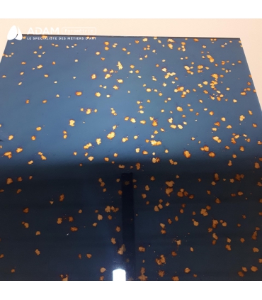 MIROIR POLVERE BLEU ET MOTIFS OR