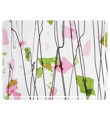 VERRE BULLSEYE - CONFETTIS ROSE ET VERT PAILLETTÉ SUR CLAIR - 4114-00F