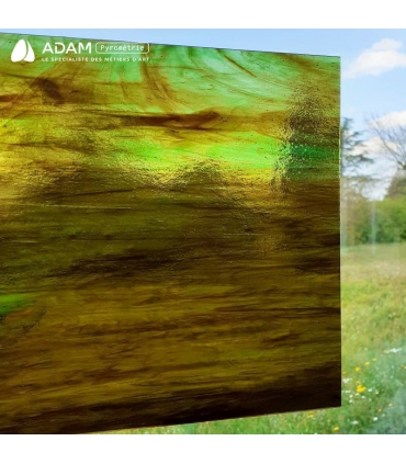 VERRE VITRAIL MARRON ET VERT SUR CLAIR - STREAKY - WS59L