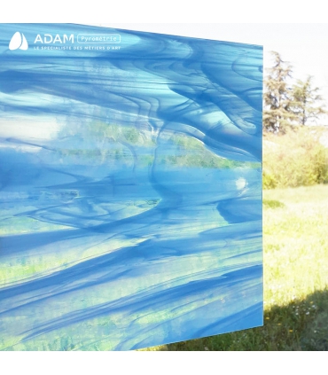 VERRE VITRAIL SPECTRUM BLEU CIEL ET BLANC WISPY - 833-91S